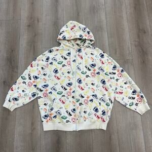 Y2K Streetwear Bape Style Kanji Jeans zip up Hoodie Sweater size 2XL XXL B19